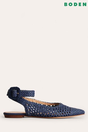 Boden Blue Ankle Strap Pointed Flats (560353) | £120