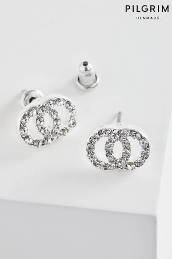 PILGRIM Silver Tone Recycled Elaine Plated Crystal Earrings (560389) | £15