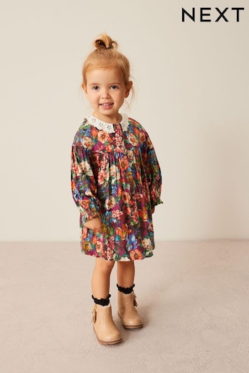 Multi Floral Print Lace Collar Dress floral (3mths-8yrs) (560775) | £15 - £18