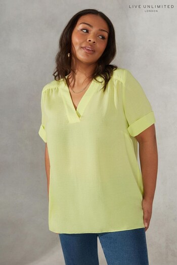 Live Unlimited Curve Yellow Chartreuse Chambray Blouse (560827) | £55