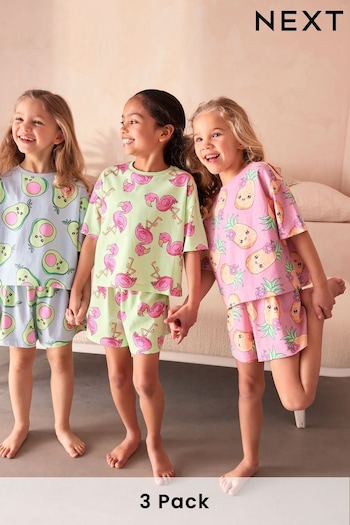 Pastel Flamingo/Avocado/Pineapple Short Pyjamas 3 Pack (9mths-16yrs) (560830) | £26 - £33