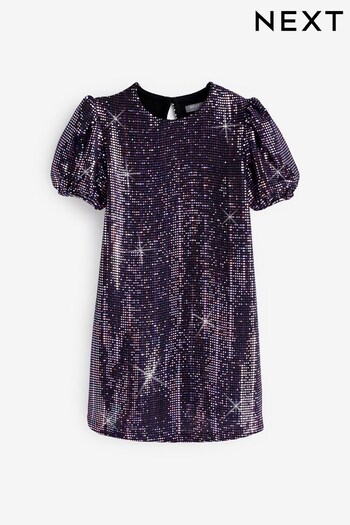 Pink/Black Sequin Sparkle Jersey Dress (3-16yrs) (560847) | £18 - £23