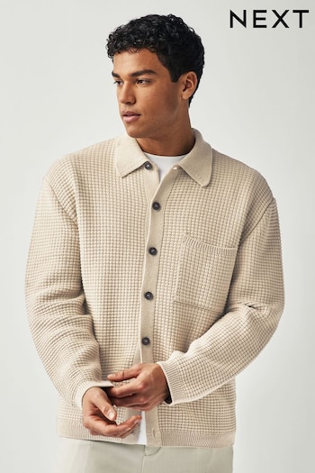 Neutral Textured Knitted Relaxed Shacket (561057) | £40