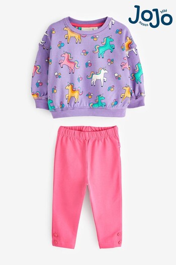 JoJo Maman Bébé Lilac Bright Unicorn Print Sweatshirt & Leggings Set (561071) | £29.50