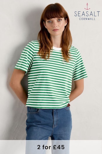 Seasalt Cornwall Green Copseland T-Shirt Stripe (561103) | £28