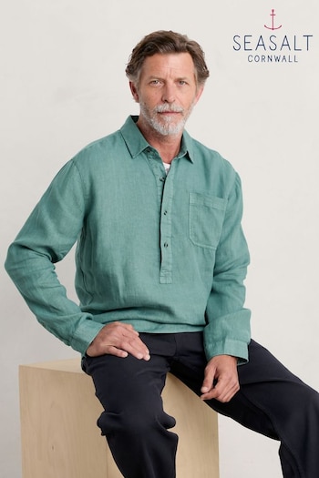 Seasalt Green Cornwall Mens Artist's Linen Shirt (561134) | £70