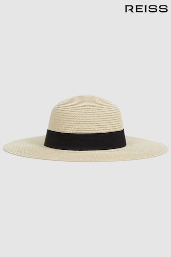 Reiss Natural Lexi Woven Wide Brim Hat (561410) | £68