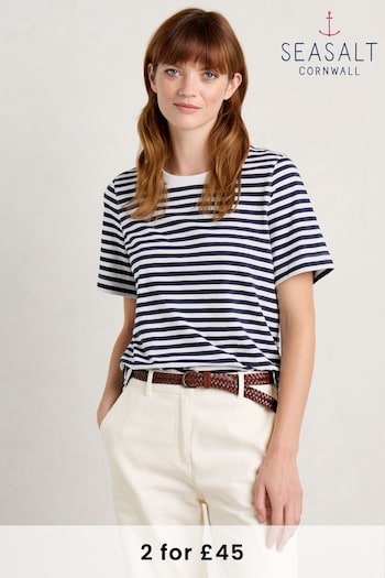 Seasalt Cornwall Blue Copseland T-Shirt Stripe (561425) | £28