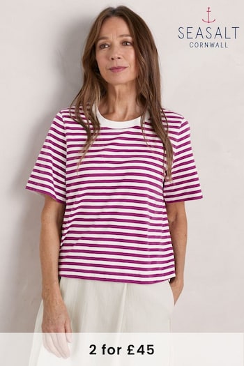 Seasalt Cornwall Pink Copseland Stripe T-Shirt (561489) | £28