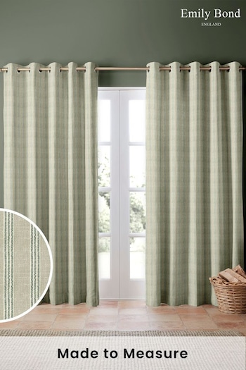 Emily Bond Sage Green George Stripe Made to Measure Curtains (561619) | £91