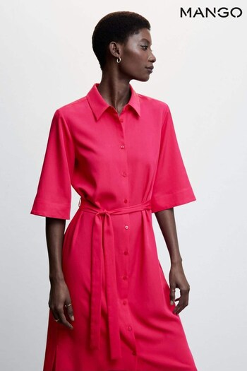 Mango Pink Bow Shirt Dress (561625) | £50