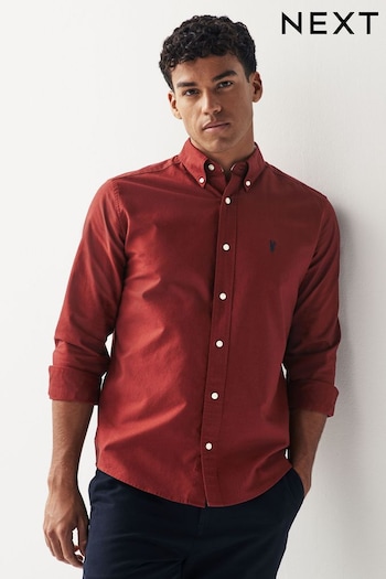 Burgundy Red Regular Fit Long Sleeve Oxford Shirt (561785) | £25