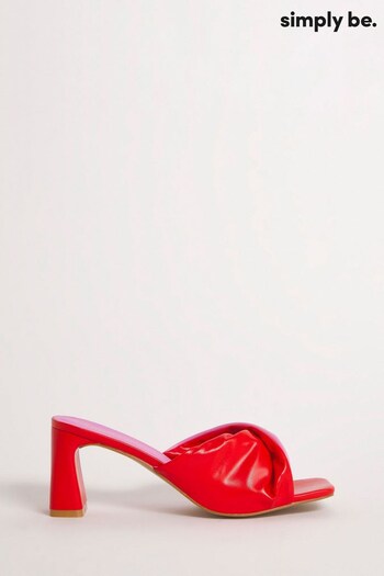 Simply Be Pink and Red Wide Fit Twist Ruched Mule Heeled Sandals (561873) | £29