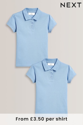 Blue 2 Pack Cotton Short Sleeve Polo Shirts (3-16yrs) (562039) | £7 - £12.50