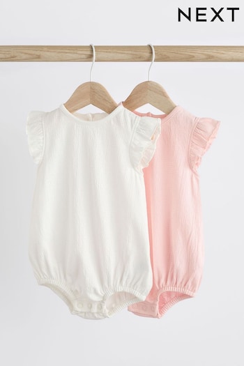 Pink/White Textured Baby Short Sleeve Bodysuits 2 Pack (562318) | £12 - £14