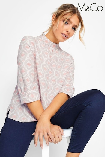 M&Co Pink High Neck 3/4 Sleeve Blouse (562527) | £27