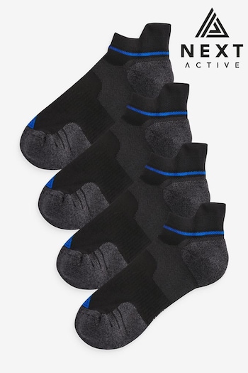 Black/Blue 4 Pack Active Cushioned Patterned Trainers Socks 4 Pack (562636) | £12