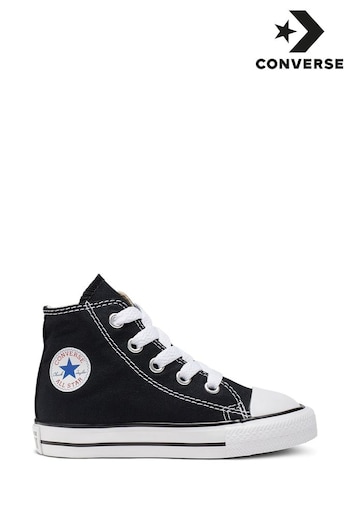 Converse wearing Black/White Chuck High Junior Trainers (562882) | £37