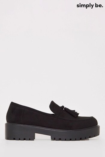 Simply Be Black Classic Chunky Sole Loafers In Wide Fit (563147) | £36