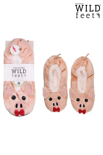 Wild Feet Pink Fluffy Footsie Slippers (563248) | £14