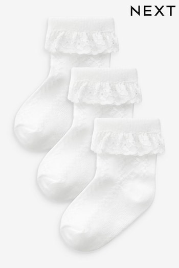 White Lace Baby Socks 3 Pack (0mths-2yrs) (563308) | £5.50