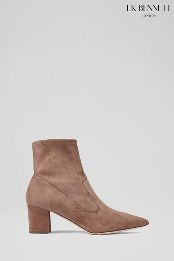 LK Bennett Alina Mocha Stretch Suede Brown Ankle Boots (563339) | £379