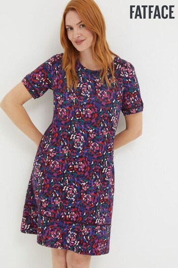 FatFace Purple Simone Abstract Jersey Dress Lockere (563350) | £49.50