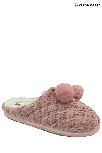 Dunlop Pink Ladies Knitted Closed Toe Mule Slippers (563703) | £16