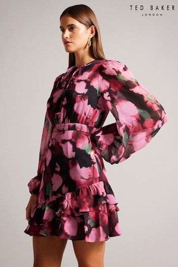 Ted Baker Pink Grayda Ruffle Asymmetric Mini Dress (563782) | £165