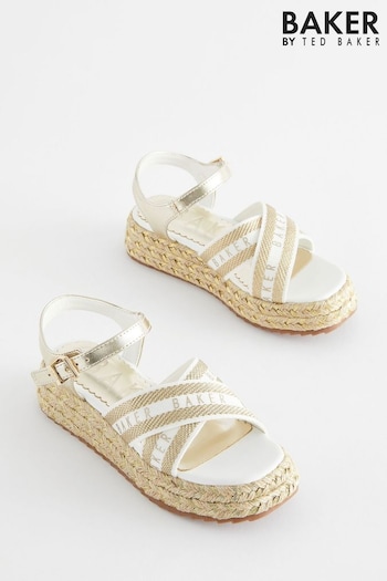 Baker by Ted Baker Girls Gold Woven and Metallic Wedge Sandals loewe (563843) | £40 - £42