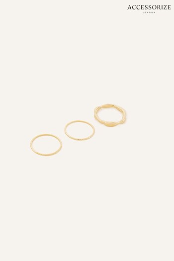 Accessorize Gold Tone Molten Rings 3 Set (563844) | £20
