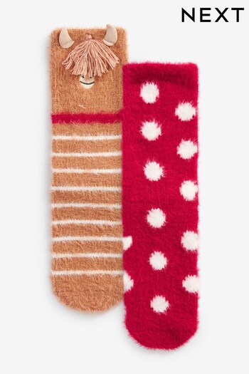 Brown/Red Hamish The Highland Cow Cosy Bed Socks 2 Pack (563993) | £10