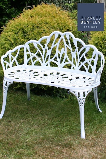 Charles Bentley White Tulip Cast Aluminium Metal Garden 2 Seater Bench (564065) | £145