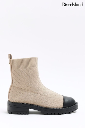 River Island Cream Quilted Sock Boots (564181) | £40