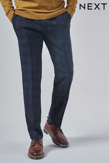Navy Blue/Rust Brown Check Smart Trousers (564207) | £11.50 - £28