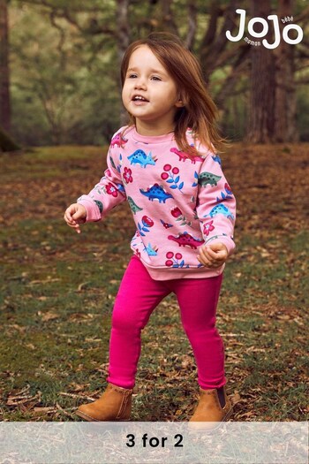 JoJo Maman Bébé Pink Dino Print Sweatshirt & Leggings Set (564343) | £29.50