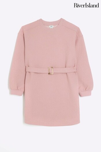 River Island Pink Girls Jacquard Cable Dress (564566) | £22