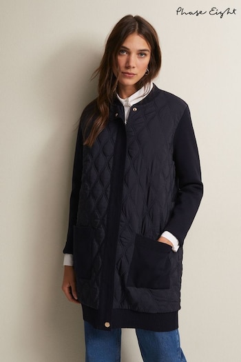 Phase Eight Blue Zadie Quilted Knit Coatigan (564570) | £149
