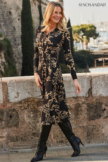 Sosandar Black Printed Shirt Emerson Dress (564765) | £75