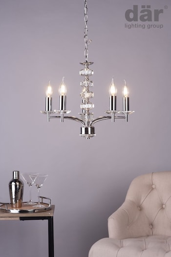 Dar Lighting Silver Oleana 5 Light Armed Ceiling Light Fitting (564780) | £115