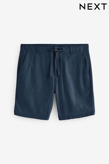 Navy Blue Drawstring Linen Blend Shorts Invent (564798) | £25