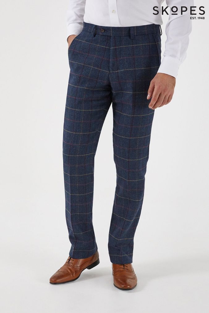 Skopes Doyle Navy Blue Tweed Tailored Wool Blend Trousers (564880) | £74