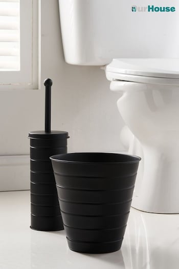 Our House Black Toilet Brush And Bin Set (565039) | £40
