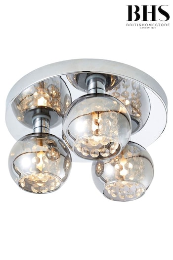 BHS Chrome Megara 3lt Bathroom Flush Ceiling Light (565040) | £90