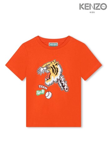 KENZO KIDS Orange Tiger Logo T-Shirt (565051) | £61 - £71