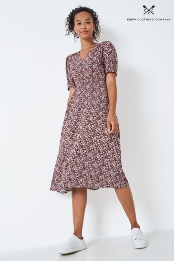 Crew Clothing Company Multi Yellow Floral Print  A-Line Dress (565180) | £89