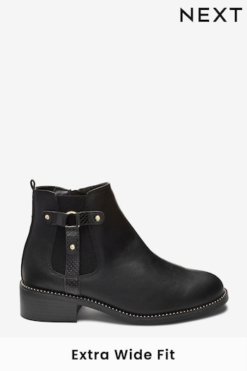 Black Extra Wide Fit Forever Comfort® Stud Chelsea Boots (565182) | £42