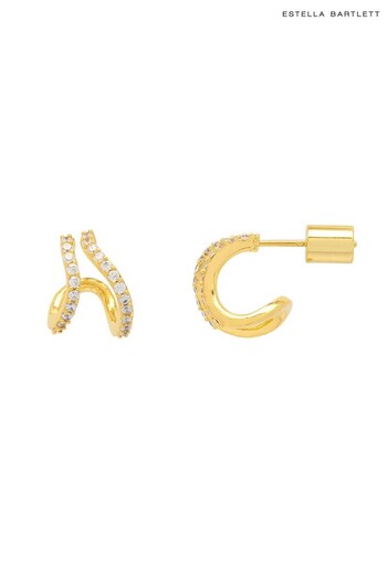 The Edit by Estella Bartlett Gold Tone The Edit Collection Double Wave Huggie Earrings (565434) | £35