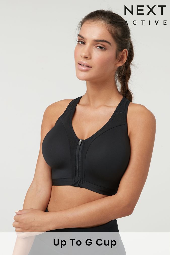 Black Ariss-euShops Active Sports High Impact Zip Front Bra (565608) | £28