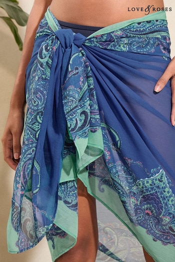 Love & Roses Blue Paisley Tie Side Sarong (565610) | £22